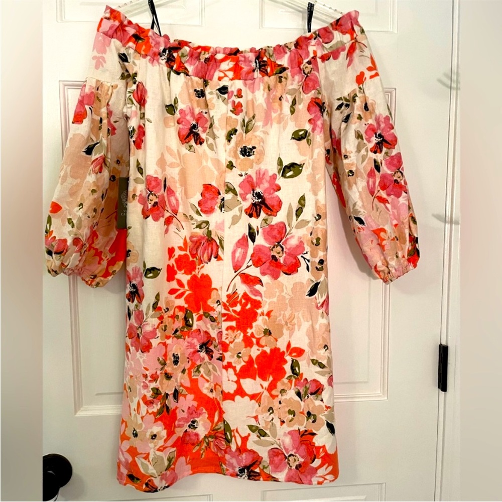 Vince Camuto NWT- off the shoulder linen dress